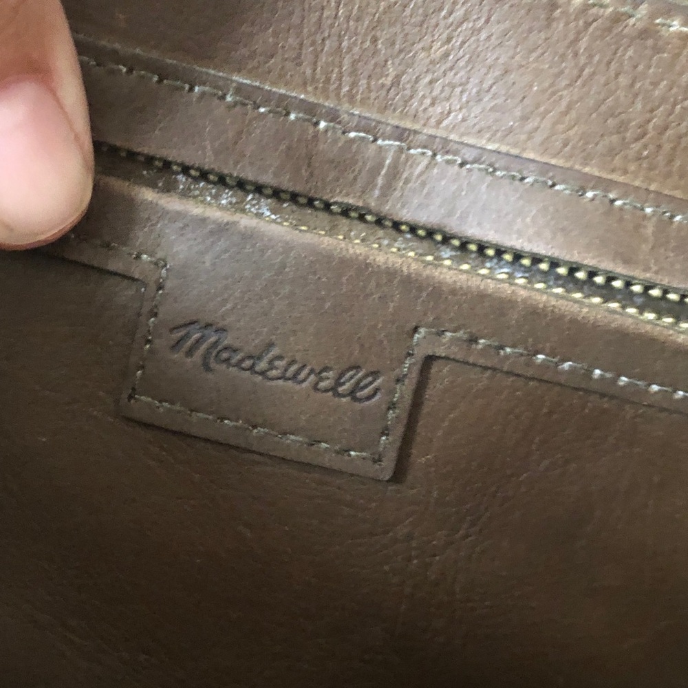 Madewell brown leather tote inner side zip pocket 14” x 14” x 6” NWTags - Picture 7 of 9